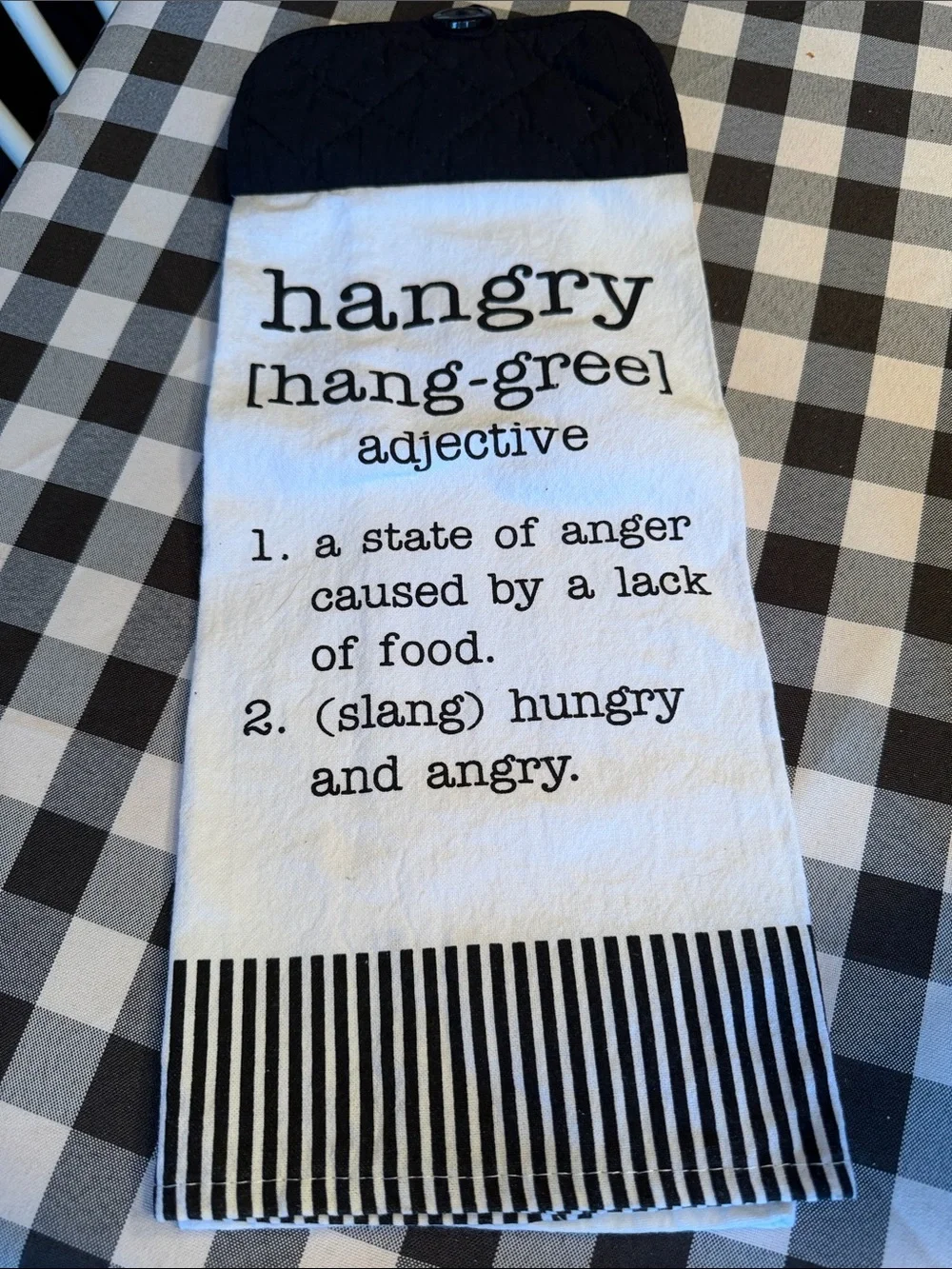 Hangry Definition Kitchen Towel — Black & White